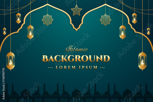 Realistic three dimensional arabic ornamental background