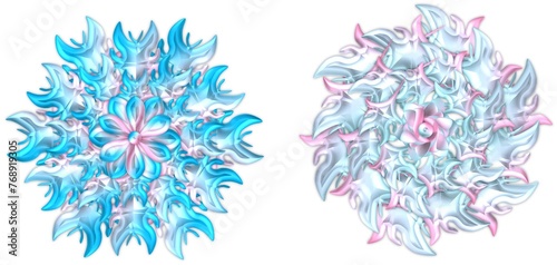 Wallpaper Mural 3d shiny sky blue, pink and light blue, pink flowers Torontodigital.ca