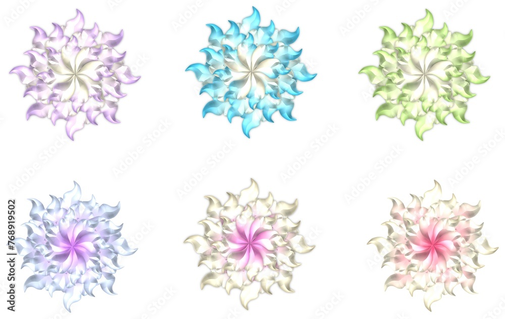 3d glossy colorful flowers stickers