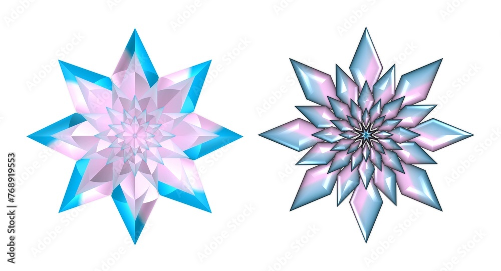 3d shiny and glassy pink and blue stars 3d shiny and glassy pink and blue stars