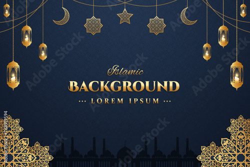 Realistic three dimensional arabic ornamental background