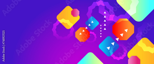 Colorful abstract banner with shapes. For business banner, formal backdrop, prestigious voucher, luxe invite, wallpaper and background
