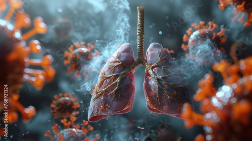 Human lungs under attack from floating viruses