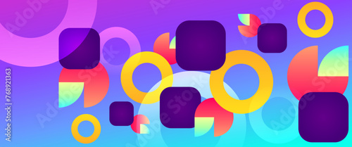 Colorful abstract banner with shapes. For business banner, formal backdrop, prestigious voucher, luxe invite, wallpaper and background