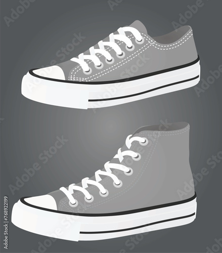 Grey canvas shoes. vector illustration 
