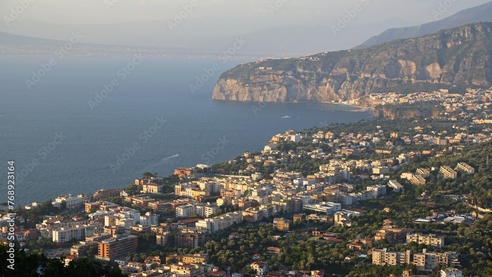 Obraz premium Aerial View of Sorrento Town Italy Summer Evening Travel