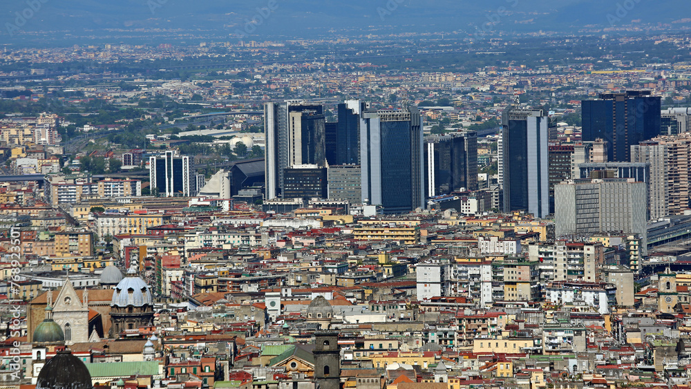 Office Skyscrapers in Naples Campania Italy Cityscape View Summer Day