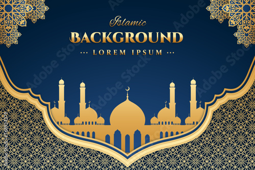 Realistic three dimensional islamic ornamental background
