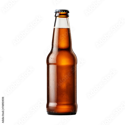 brown beer bottle isolated on transparent background