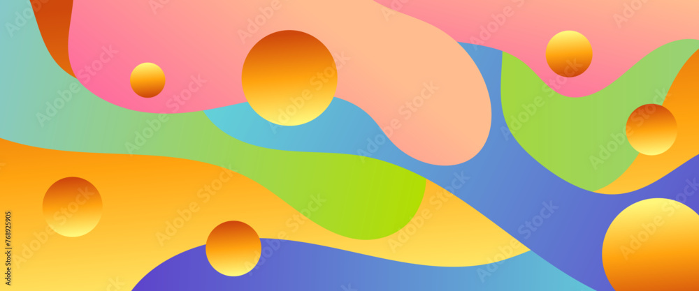 Colorful vector simple gradient banner background with waves and liquid shapes. Vector design layout for presentations, flyers, posters, background, annual report, invitations