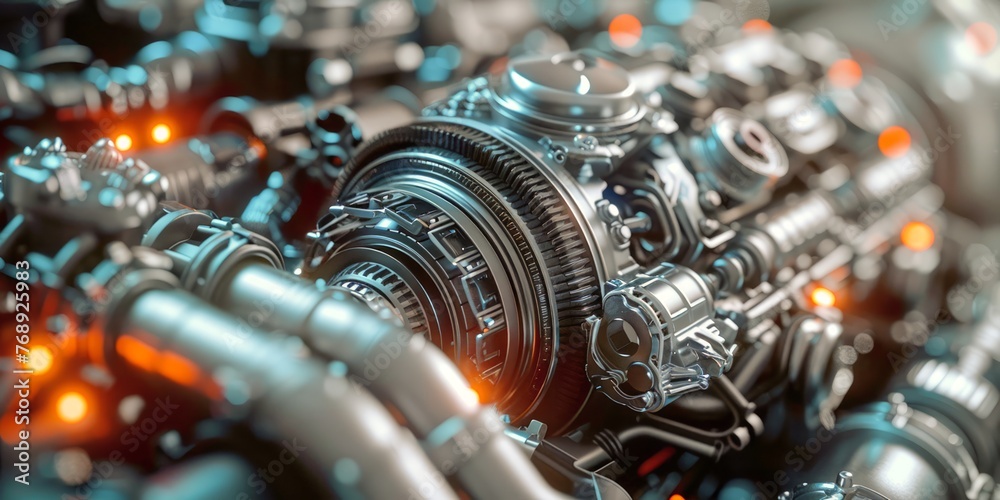 Intricate mechanical engine details showcasing the complexity of automotive design