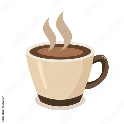 Illustration of a cup of hot coffee  isolated on transparent background.