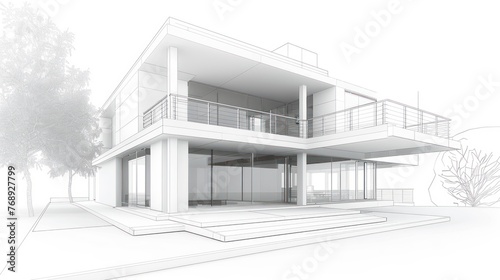 Architectural image of white modern building