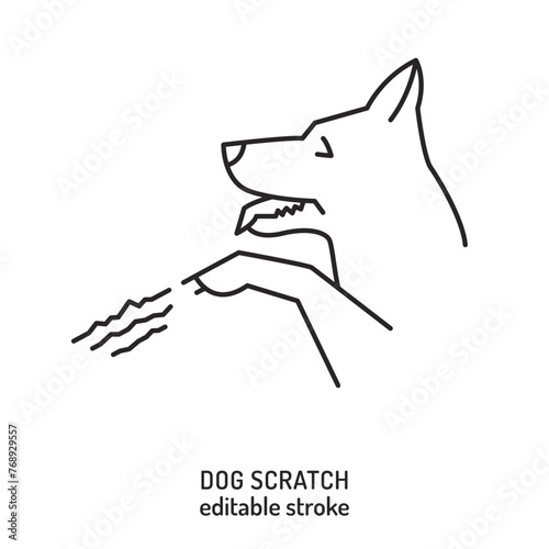 Dog scratch. Common pet behavior symbol. Excessive scratching.