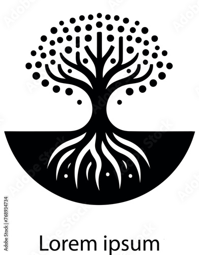 Abstract vibrant tree logo design, root vector - Tree of life logo design inspiration