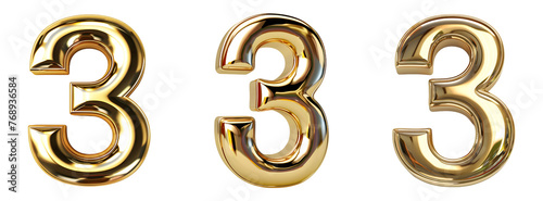 3D Rendering Pack of a alphabet number 3 Letter on Transparent Background - Ai Generated