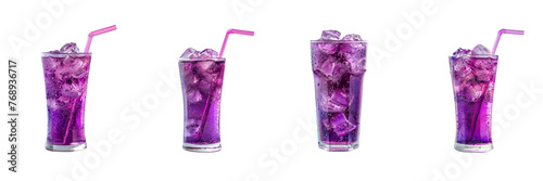 Set of Glass of purple soda on transparent background Remove png
