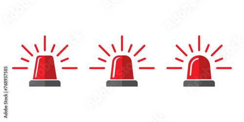 Siren vector icon. Police or ambulance red flasher siren icon.