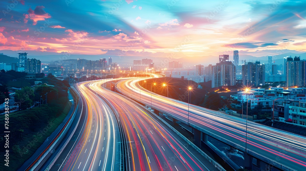 Obraz premium A conceptual image of smart cities with integrated infrastructure and data-driven services, illustrating the interconnectedness of urban environments.