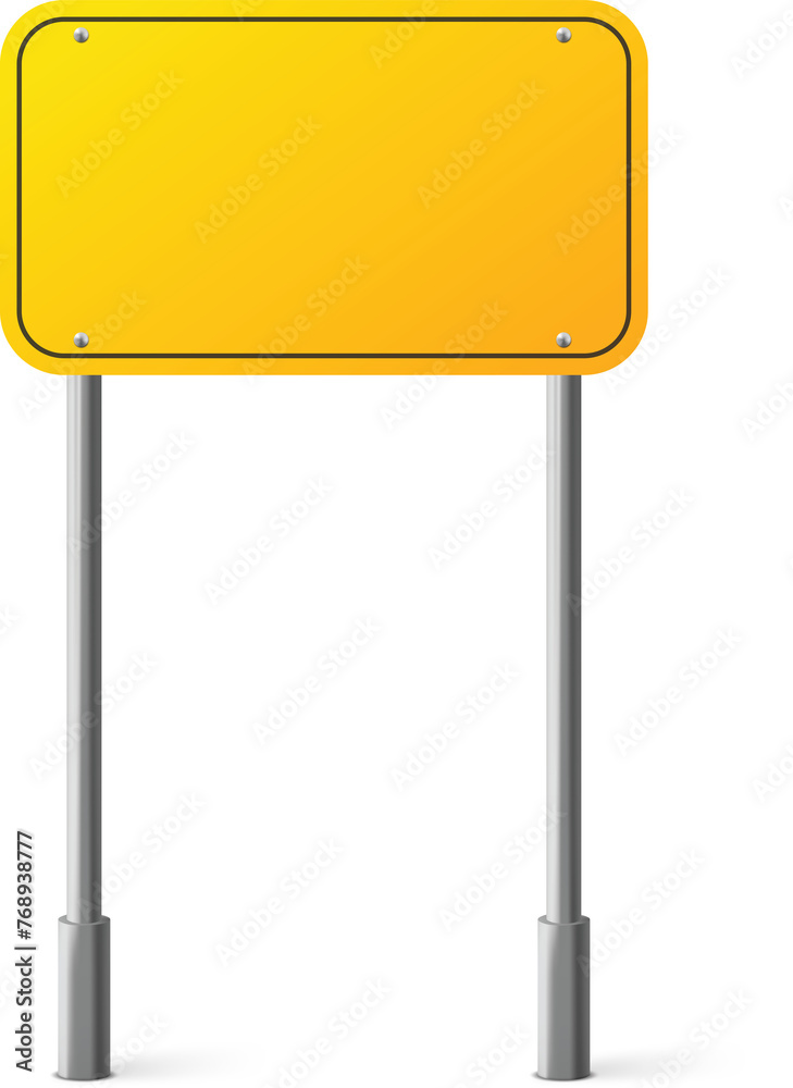 Yellow street sign board on metal pole Yellow street sign board on metal pole