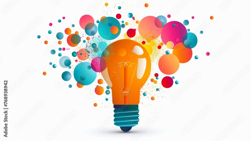 Colorful Lightbulb Moments: Bubble Up with Brilliant Ideas - obrazy, fototapety, plakaty 