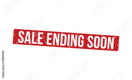 Sale ending soon Red Rubber Stamp vector design.