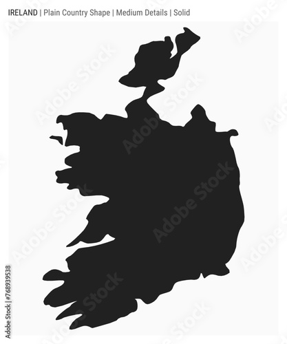 Ireland plain country map. Medium Details. Solid style. Shape of Ireland. Vector illustration.