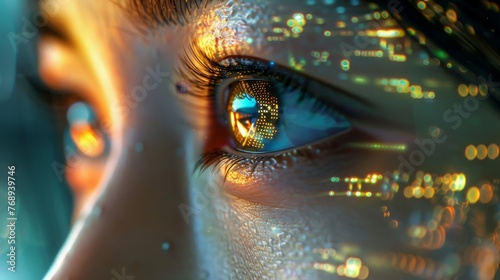 Digital artwork of an Asian woman's eye up close