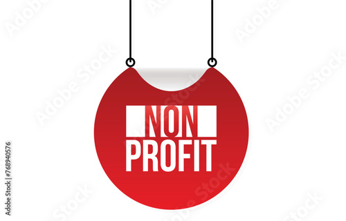 non profit red vector banner illustration isolated on white background