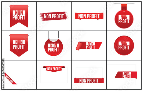 non profit red vector banner illustration isolated on white background