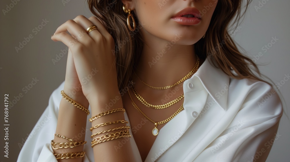 Elegant Gold Adornments: Chic Jewelry Ensemble