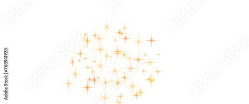 Stars of gold glitters illustrations elements for editorial contents. Frames of the colorful gold color star's  with some free spaces. PNG images