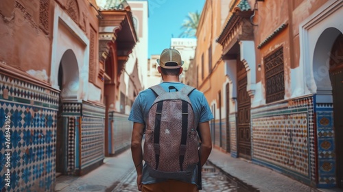 Enigmatic spanish tourist roaming the mystical streets of morocco - creepycross photo