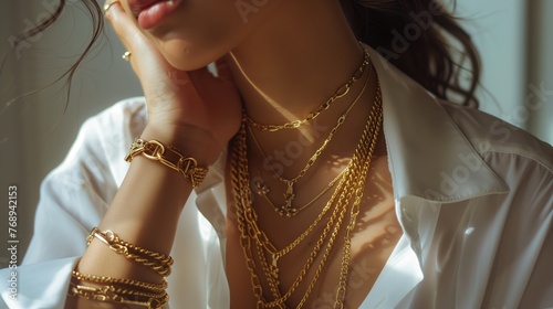 Elegant Gold Adornments: Chic Jewelry Ensemble