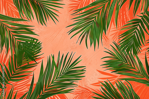 Abstract art tropical leaves background. Wallpaper design with art texture from palm leaves, Jungle leaves, exotic botanical floral pattern