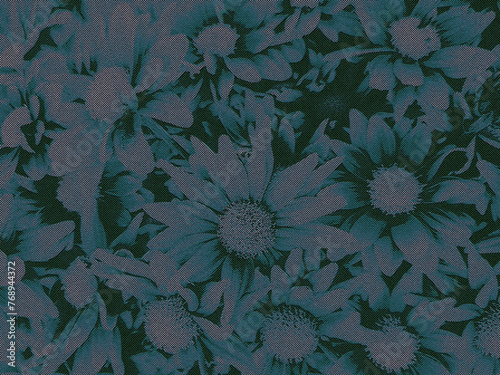 dark halftone background of flowers texture for premium graphics