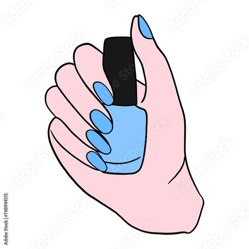 A Woman Hand Holding Blue Nail Polish