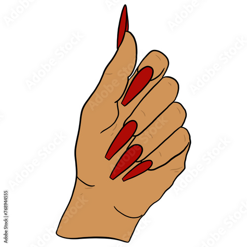 A Woman Hand and Long Red Manicure