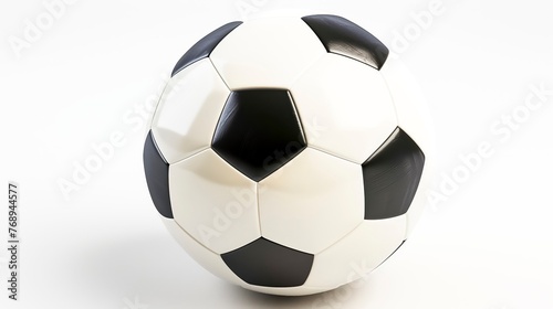 Clean and unblemished soccer ball displayed on a white background  representing the excitement and purity of the beloved global sport.