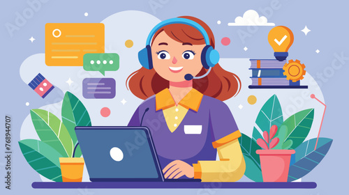 Cheerful Customer Service Representative at Workstation