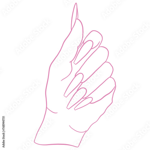 Drawing Of A Woman's Hand And Nails