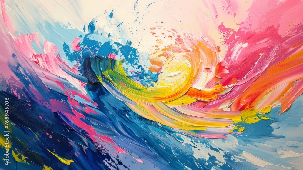 A vibrant swirl of impasto strokes creates a lively abstract that's bursting with energy and color.. A vibrant swirl of impasto strokes creates a lively abstract that's bursting with energy and color..