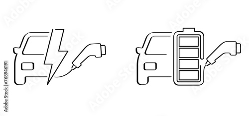 ev charger connector. Filling pump station, cable plugs for auto or car. Battery, electric vehicle plug charging station point. vehicle plugs and sockets ports for electric cars. Charge level loading
