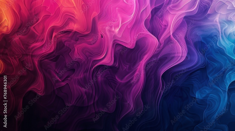 Vibrant and fluid abstract design with a gradient of colors transitioning from deep pink to purple to blue