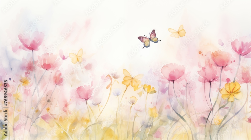 watercolor flower background Created with Generative AI technology.