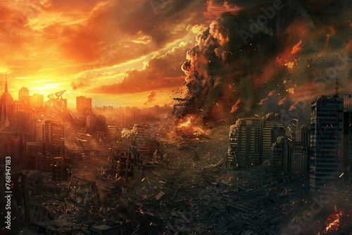 Earthquake, Natural Disaster, Apocalypse, City ablaze