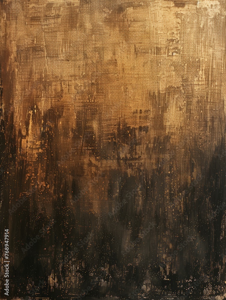 An abstract painting featuring swirls of brown and black colors blending together on a canvas