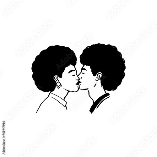 Couple Romantically Engaged In A Kiss	