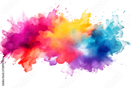 Multicolored rainbow ink stains Splashed with watercolor splashes watercolor vector transparent background