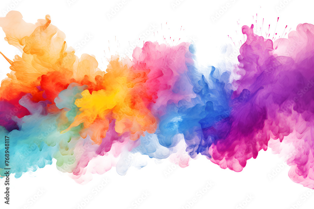 Multicolored rainbow ink stains Splashed with watercolor splashes watercolor vector transparent background